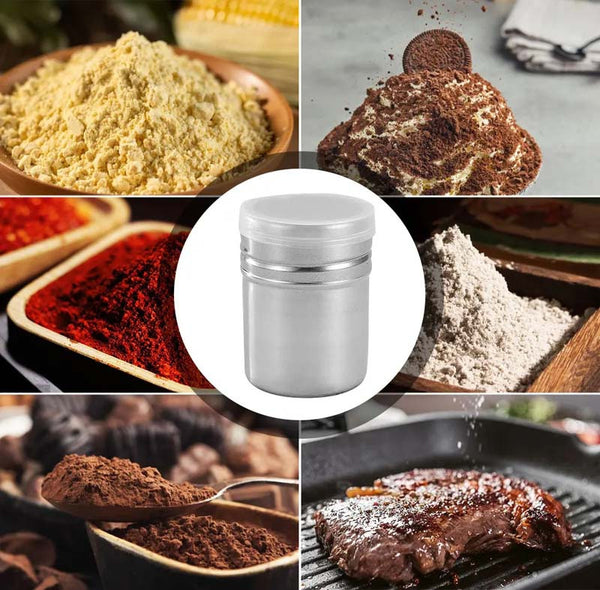 A Stainless Steel Shaker for Dusting Icing Sugar, Cocoa, And Flour, Perfect for Seasoning Spices