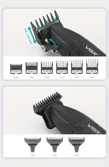 The VGR Men'S Electric Hair Clipper And Trimmer Set Features Interchangeable Ceramic Blades, Operates at High Speeds with 9000 RPM, Includes a Professional Hair Clipper with an LCD Display