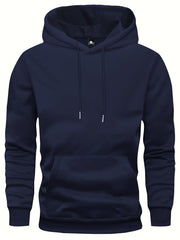 5pcs Men's Long Sleeve Sweatshirt Hoodie, Autumn/Winter Solid Color Plain Hooded Pullover with Drawstring Design and Kangaroo Pocket, Men's Casual Sportswear Top