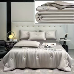 Luxury Embroidered Summer Cooling Quilt - Lightweight, Breathable Air Conditioner Blanket for Bedroom & Dorm, Machine Washable (Pillowcase Not Included)