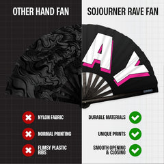SoJourner Large Folding Clack Fan - Loud Hand Fan for Raves, Halloween, Burlesque & Costume Parties - Plastic Cooling Fan for Women' Rainbow Outfits, Festival Accessories Suitable for Raves, Performances, Events