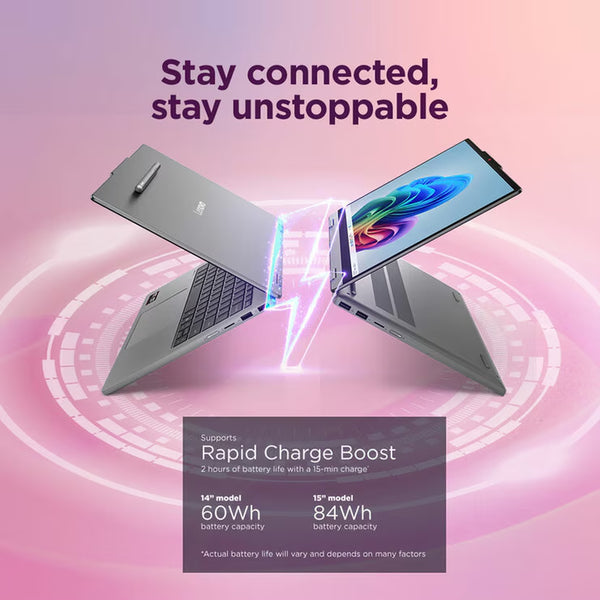 Lenovo Ideapad 5 14AGP11 Copilot+ PC, AMD Ryzen 5 AI, 16GB RAM, 512GB SSD, 14 Inch Convertible 2 in 1 Laptop, 83UH000UUK