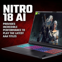 Acer Nitro 18 AI, AMD Ryzen AI 7, 16GB RAM, 1TB SSD, NVIDIA Geforce RTX 5070 Ti, 18 Inch Gaming Laptop, NH.QYCEK.003