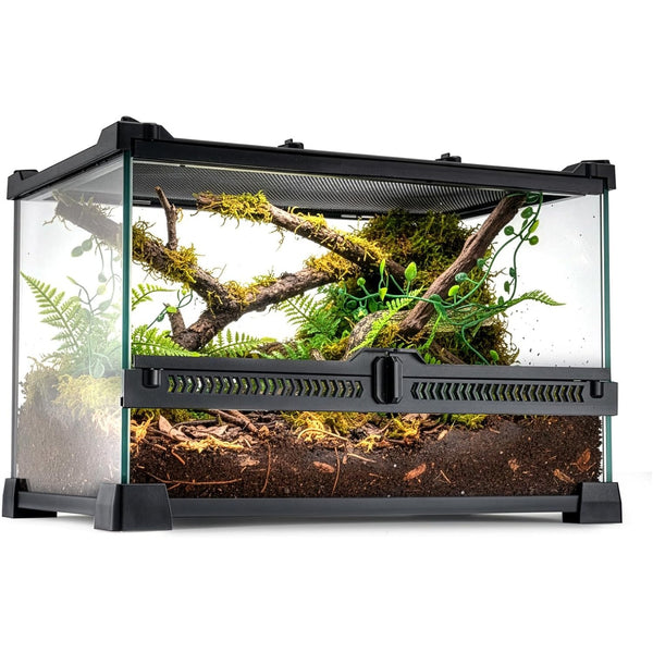 Glass Reptile Terrarium Insect Breeding Tank Vivarium Habitats for Lizards, Horned Frogs, Snakes, Spiders Reptile Glass Terrarium Tank Amphibians Box (Horizontal)