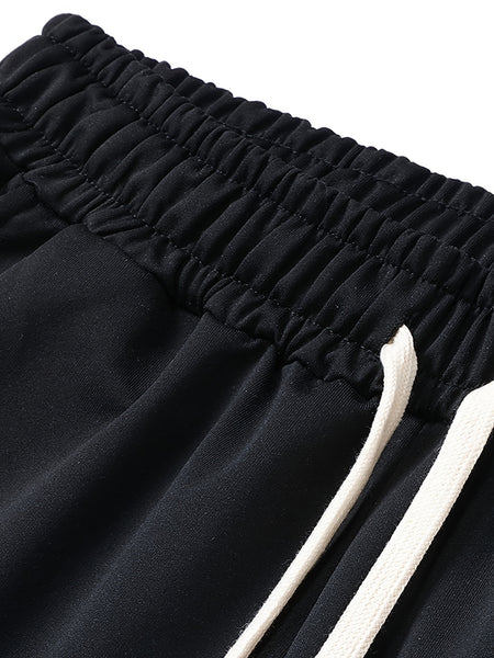 Three-pc Men's Solid Color Plain Elastic Waistband Drawstring Ribbed Cuffed Casual Jogger Pants, Men's Dress Administrative Trousers
