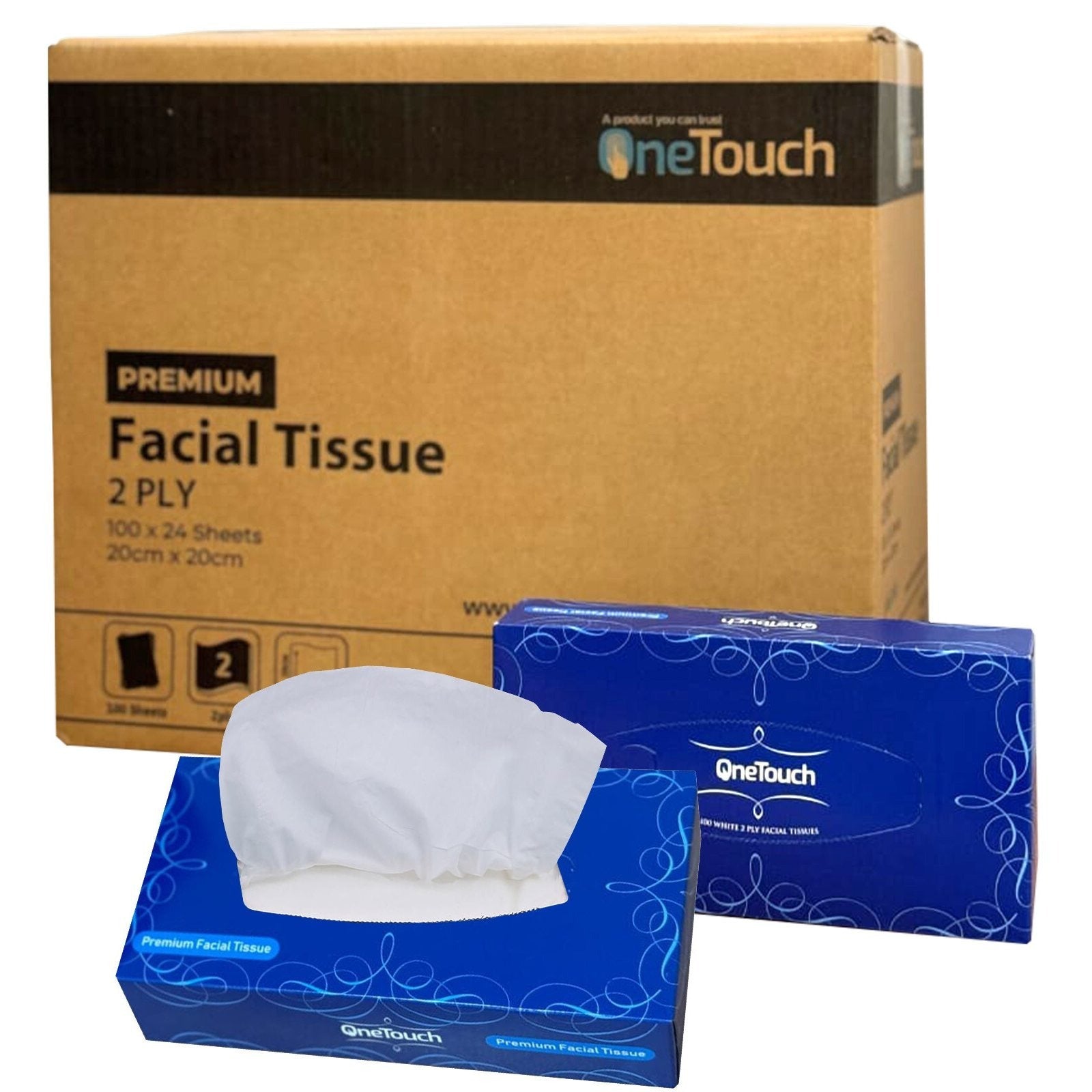 24 boxes of 2Ply Facial Tissue Tissue Boxes 2-ply Soft Tissues for Everyday Use Gentle on Your Skin