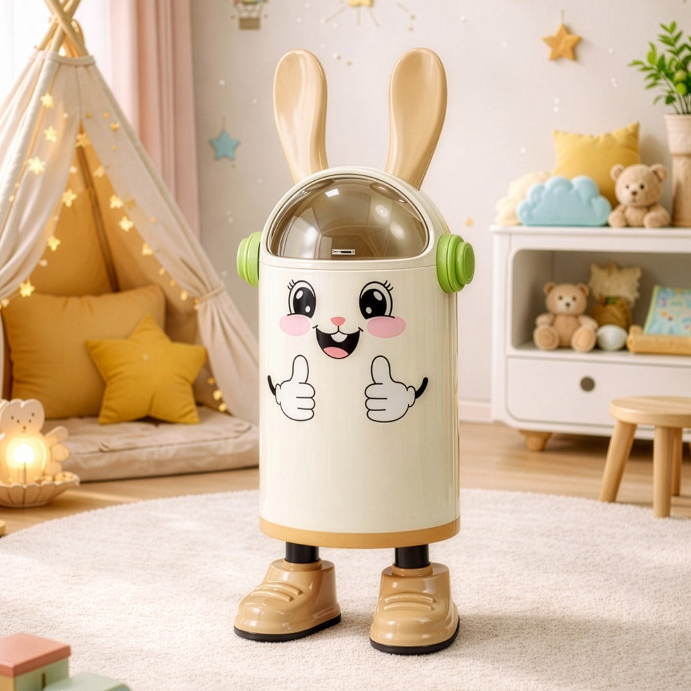 Cute Rabbit Creative Trash Can with Lid, Odor-Sealed Small Garbage Bin for Kitchen, Bathroom, Living Room, Bedroom & Office, Compact Space-Saving Design (Pink)