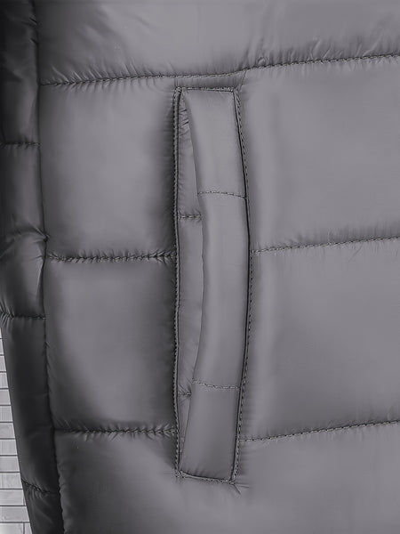 Men'S Outdoor Lightweight Thickened Hooded Windproof Quilted Solid Color Warm Coat