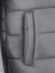 Men'S Outdoor Lightweight Thickened Hooded Windproof Quilted Solid Color Warm Coat