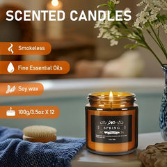 12pcs 3.5-ounce Scented Candles, Retro And Exquisite Design, Soft Fragrance, Soy Wax Amber Candles, Perfect for Valentine's Day, Weddings, Birthdays, Parties, Yoga, Swimming Pools, Home Decoration And As An Excellent Gift for Friends And Family.