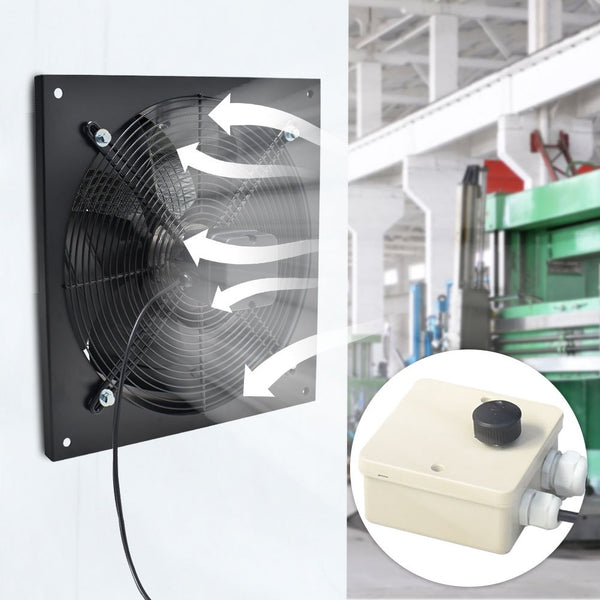 1pc L27xW27CM 60W Wall Mounted Exhaust Fan Low Noise Extractor Ventilator Fan Home Bathroom Kitchen Ventilation Axial Exhaust Blower Fan for Warehouse Restaurant Garage ( Black )