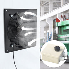 1pc 300mm Humidity Control Quiet Bathroom Kitchen Extractor Fan L37xW37CM inch Shower Wall or Ceiling Mounted Ventilation for Ducting Quiet Toilet Exhaust Fan with Governor Switch