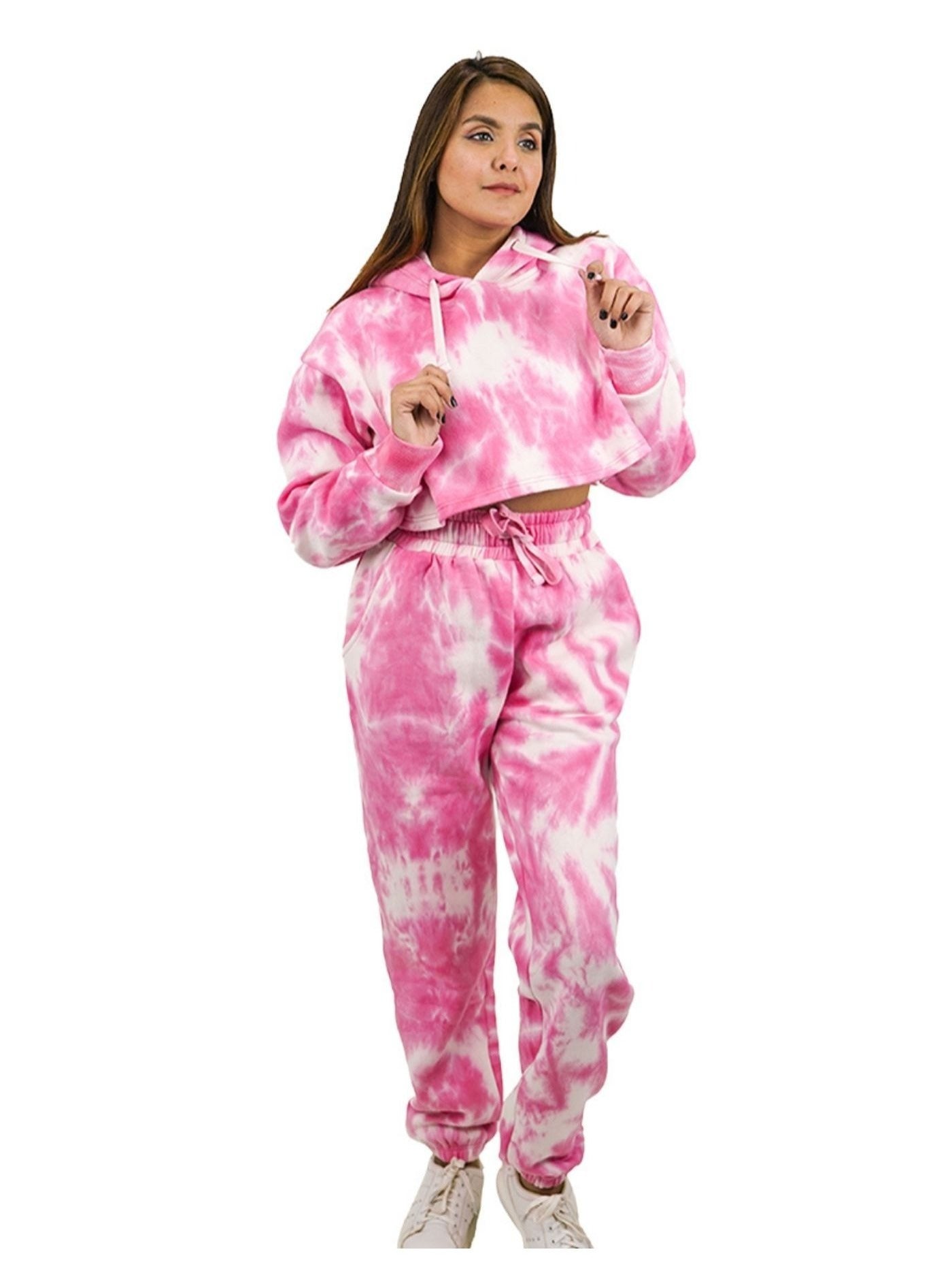 RUFEDGE Women’s Tie Dye Tracksuit Set | Ladies Joggers and Long Sleeve Crop Hoodie | Two-Piece Outfit