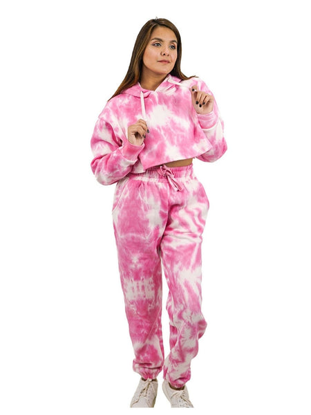RUFEDGE Women’s Tie Dye Tracksuit Set | Ladies Joggers and Long Sleeve Crop Hoodie | Two-Piece Outfit
