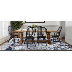 Capslpad Navy Blue Abstract Area Rug 200x300cm | Modern Short Pile Soft Faux Wool, Machine Washable, Non Slip, Minimalist Floor Mat for Living Room, Bedroom, Office, Kitchen Decor