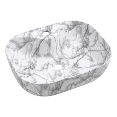 510*410mm Marble Effect Ceramic Sink Basin Bathroom Vanity Countertop Wash Sink w/Waste Kit