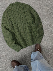 2025 Winter American Stand-Up Collar Half-Zip Knit Aran Sweater Mr. Pony Knitwear Pullover Card