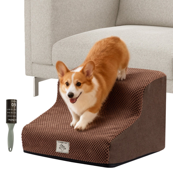 56X40X35CM Dog steps 3-Steps High Density Foam Dog Stairs Dog Steps for Bed with Detachable Cover Non Slip Bottom Steps for Dogs to Get on the Bed for Small Senior Injured Pets for Sofa C