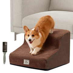 56X40X35CM Dog steps 3-Steps High Density Foam Dog Stairs Dog Steps for Bed with Detachable Cover Non Slip Bottom Steps for Dogs to Get on the Bed for Small Senior Injured Pets for Sofa C