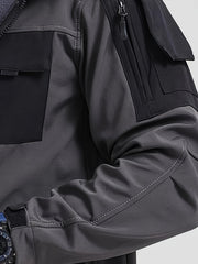 Men'S Fleece Warm Softshell Jacket Outdoor Camping Mountaineering Skiing Hiking Jacket Multi-Pocket Hooded Tactical Coat Autumn And Winter Workwear