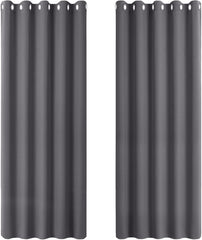PONY DANCE Grey Blackout Thermal Insulated Curtains for Bedroom, 46 X 54 Inch Short Eyelet Curtains & Drapes, Soft Black Out 2 Panels for Window Living Room/Kitchen