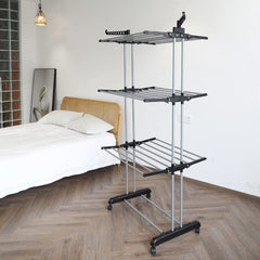Foldable Extra Large Clothes Drying Rack 4 Tier For Indoor Outdoor Laundry Room Laundry Garment Dryer Stand Adjustable Rolling Laundry