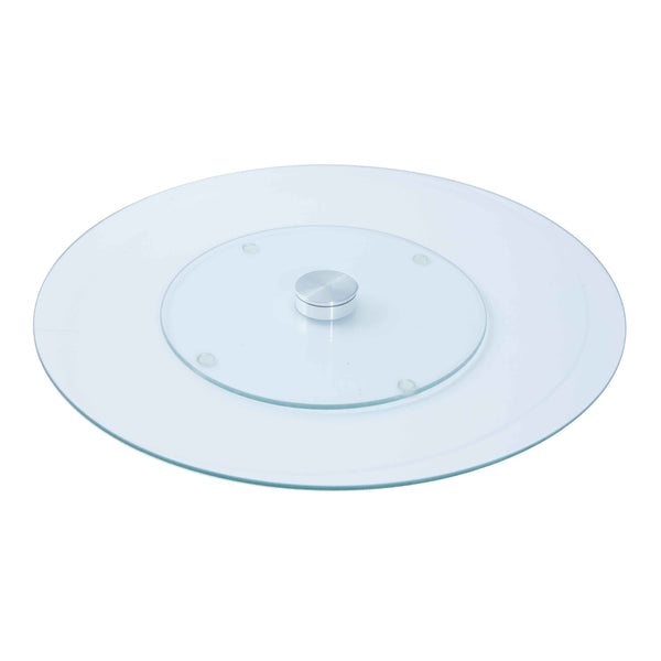 35cm Glass Lazy Susan Turntable with Rotating Design, Non-Slip Base, Round Rotating Serving Tray for Dining Table, Parties, Centerpiece Display, Kitchen Organizer