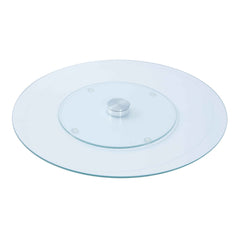 35cm Glass Lazy Susan Turntable with Rotating Design, Non-Slip Base, Round Rotating Serving Tray for Dining Table, Parties, Centerpiece Display, Kitchen Organizer