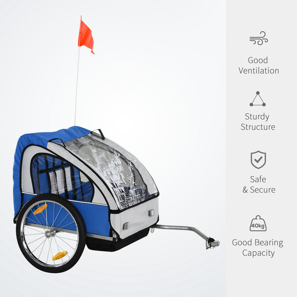 2-Seat Child Bike Trailer Bicycle Wagon for Kid W/ Seat Belt Hitch Coupler
