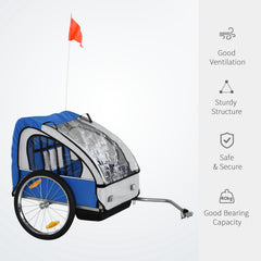 2-Seat Child Bike Trailer Bicycle Wagon for Kid W/ Seat Belt Hitch Coupler