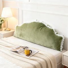Nordic Princess-style Bedside Cushion Pillow | Soft Padded, Tatami Waist-support, Green/White, Polyester, 180*20*75cm, Zipper Closure, Hand Wash Only