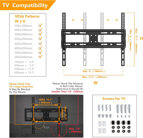 Universal Table Top TV Stand - Swivel TV Stand Base for 26-55 Inch Lcd/Led/Oled/Plasma Tvs with Bracket Height Adjustable Max. VESA 400X400Mm up to 40KG1