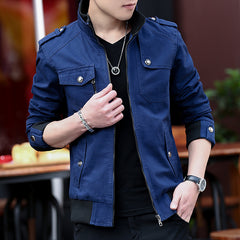 Men'S Solid Color Plaid Lining Cargo Jacket Autumn And Winter Multi-Pocket Design Stylish Long Sleeve Stand Collar Street Jacket Outdoor Coat Locomotive Jacket
