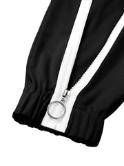 Cross-Border Women'S Two-Piece Set Zipper Long-Sleeved Top Pants Stitching Zipper Design Casual Suit