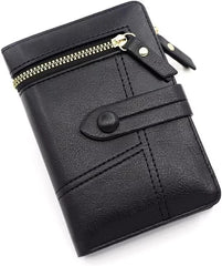 Womens Black Soft Leather Zip Clutch Coin Purse Wallet Ladies Credit Card Holder