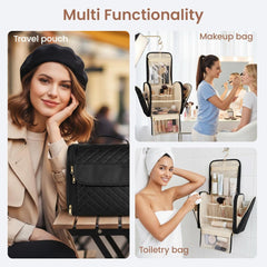 Hanging Toiletry Bag Large Makeup Bag for Women Travel Wash Bag Portable Cosmetic Case with Handle Travel Essentials Organiser for Full Size Cosmetics & Toiletries