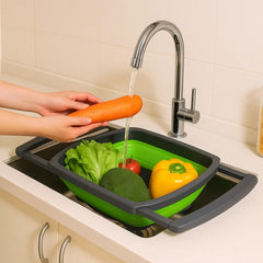 1pc Collapsible Colander, Colander Strainer Over The Sink, Vegetable & Fruit Colanders Strainers With Extendable Handles, New Kitchen Essentials Perfect For Over The Sink Veggies And Fruit, Foldable Strainer For Kitchen, Kitchen Accessories