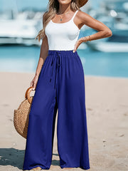 3pcs Set, Standard Size Women'S Long Pants, Wide-Leg Trousers, Solid Color, Casual, Vacation Style