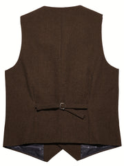 Men'S Vest Retro Fashion Groom Wedding Party Vest Men'S Herringbone Casual Business Waistcoat