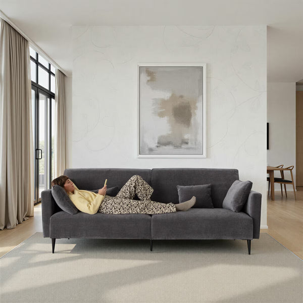 MOONAP Monroe Dark Grey Fabric 4 Seater Sofa