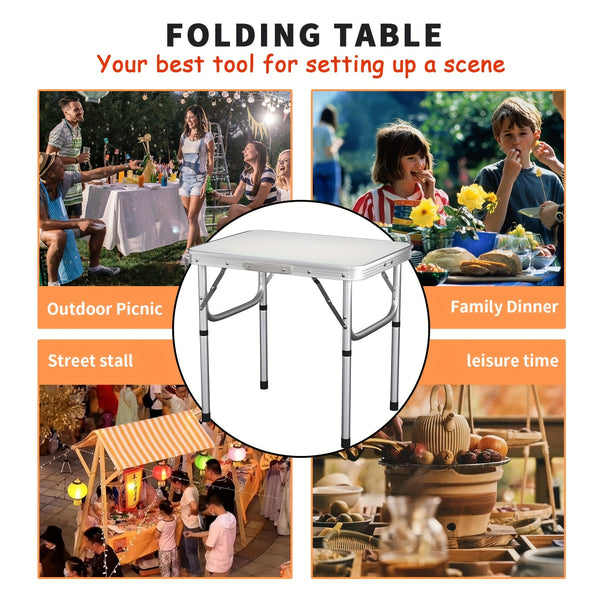 Side Table Small Foldable TV Tray with 2 Height Adjustable, Foldable Coffee Table, Lightweight Aluminum Outdoor and Indoor Snack Sofa Table, Easy to Install, 60.96cm x 45.72cm 2-Height 30.48/60.96cm Adjustable, DAYPLUS
