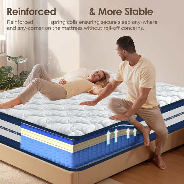 King Size Mattress (150x200x28cm/135x190x28cm) 2000+ Pocket Springs & Gel Memory Foam 7-Zone Ortho Support Reinforced Reduction Medium Firm Fits King Size Bedding 45cm Rolled Box (Christmas, Halloween Valentine's Day gifts), 200-Night Trial Christmas gift