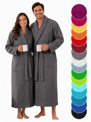 Unisex Waffle Bath Robe Luxury 100 Egyptian Cotton Soft Hotel Quality Dressing Gown Spa Shawl Lightweight Sleep Nightwear Collar Robe Size S-XL