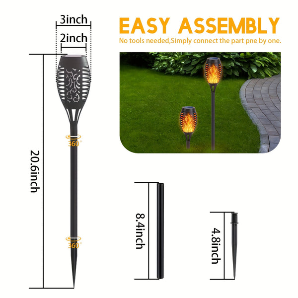 6/8/12pcs Solar Torch Lights Outdoor, Light with Vivid Dancing Flickering Flames for Landscape Garden Pathway, Auto On/Off, for Christmas Decor, Ideal for Christmas Gift