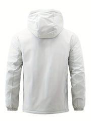 Men's Winter Fleece-Lined Hooded Jacket, with Letter Print for Outdoor Sports & Travel