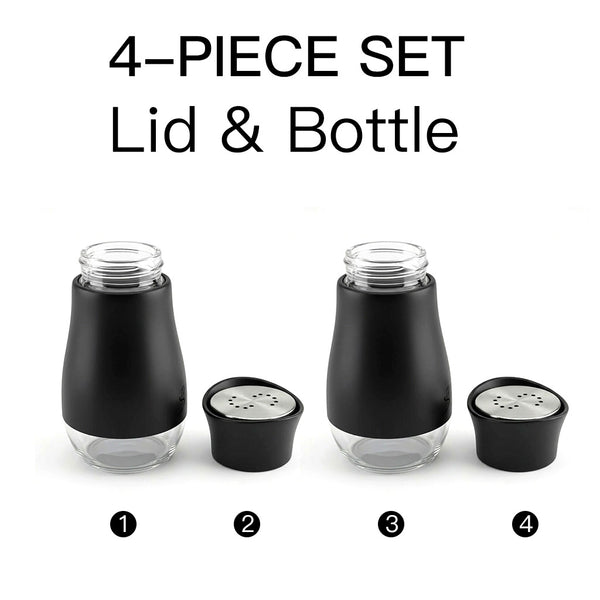 4pcs Set (2 Bottles + 2 Caps) of Adorable Glass Salt And Pepper Shakers. 4 Oz (Approx. 113.4G) Glass Salt And Pepper Shakers with Stainless Steel Caps, Suitable for Kitchen Dining Tables, Rvs, Camping, And Bbqs. Condiment Bottles, Salt And Pepper Shakers.
