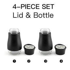 4pcs Set (2 Bottles + 2 Caps) of Adorable Glass Salt And Pepper Shakers. 4 Oz (Approx. 113.4G) Glass Salt And Pepper Shakers with Stainless Steel Caps, Suitable for Kitchen Dining Tables, Rvs, Camping, And Bbqs. Condiment Bottles, Salt And Pepper Shakers.