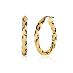 14Ct Yellow Gold Twisted Hoop Earrings