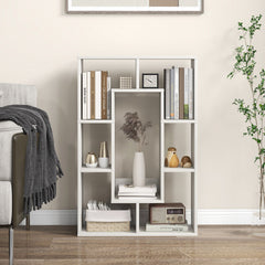 GOFLAME 7-Cube Bookcase Wooden Storage Geometric Bookshelf Corner Decorative Display