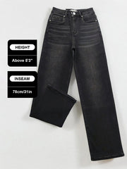 【Tall】KatchMe Women's Wide Leg Jeans - Mid Rise Relaxed Fit Denim Pants, Soft Stretch Comfortable Trousers for Fall & Winter, Streetwear Casual Bottoms